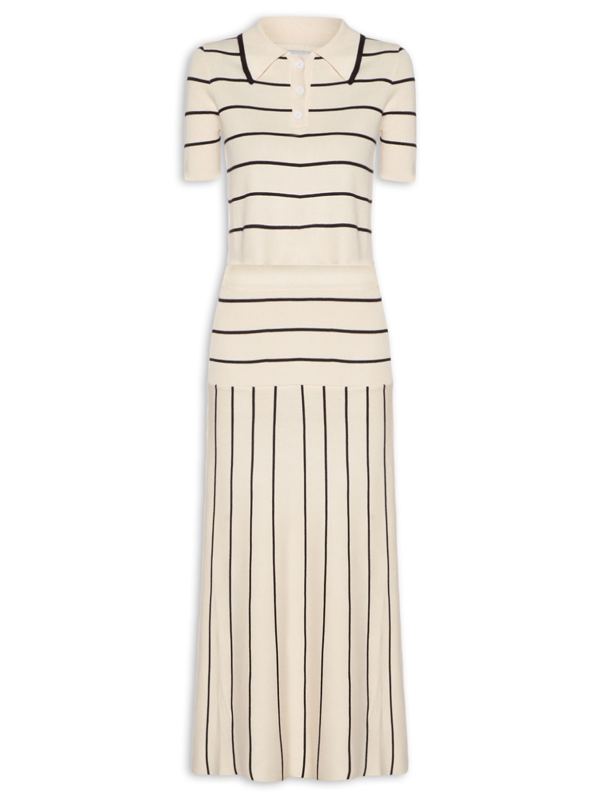 Conjunto Feminino Em Tricot - Bege