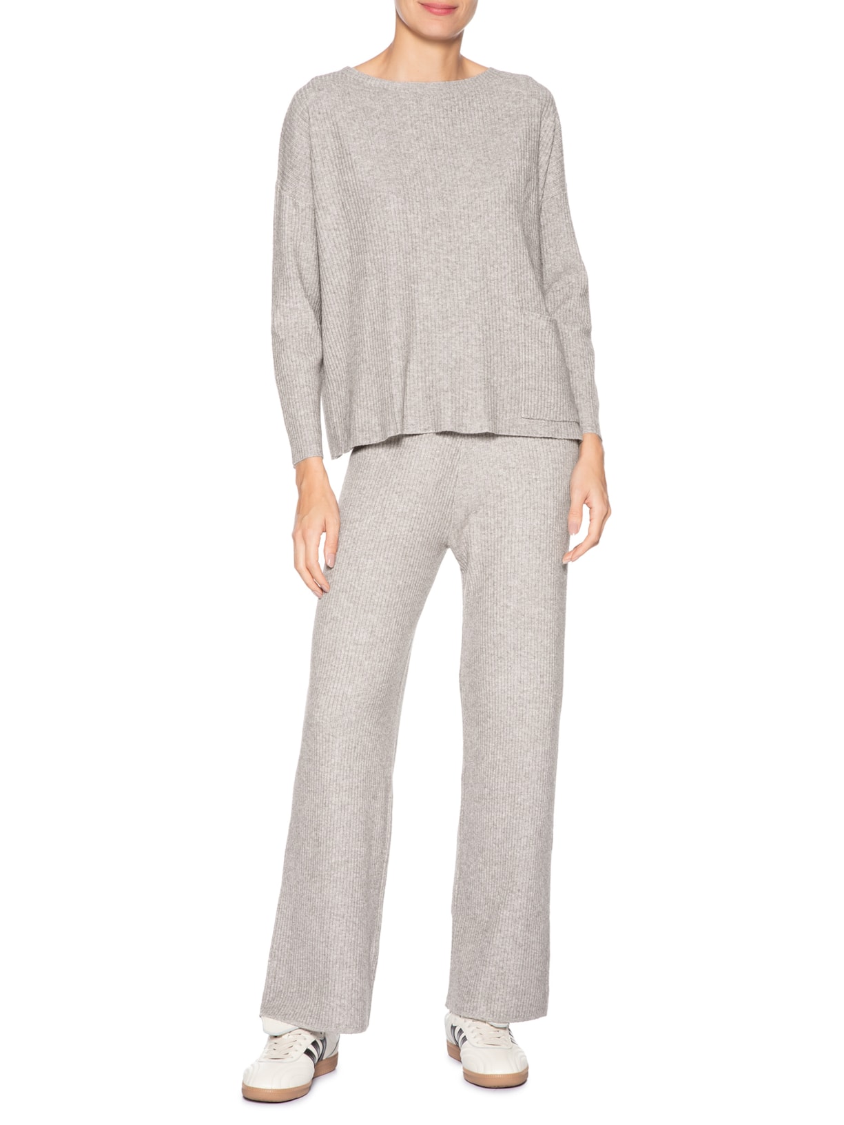 Conjunto Feminino Em Tricot Bege Basiq