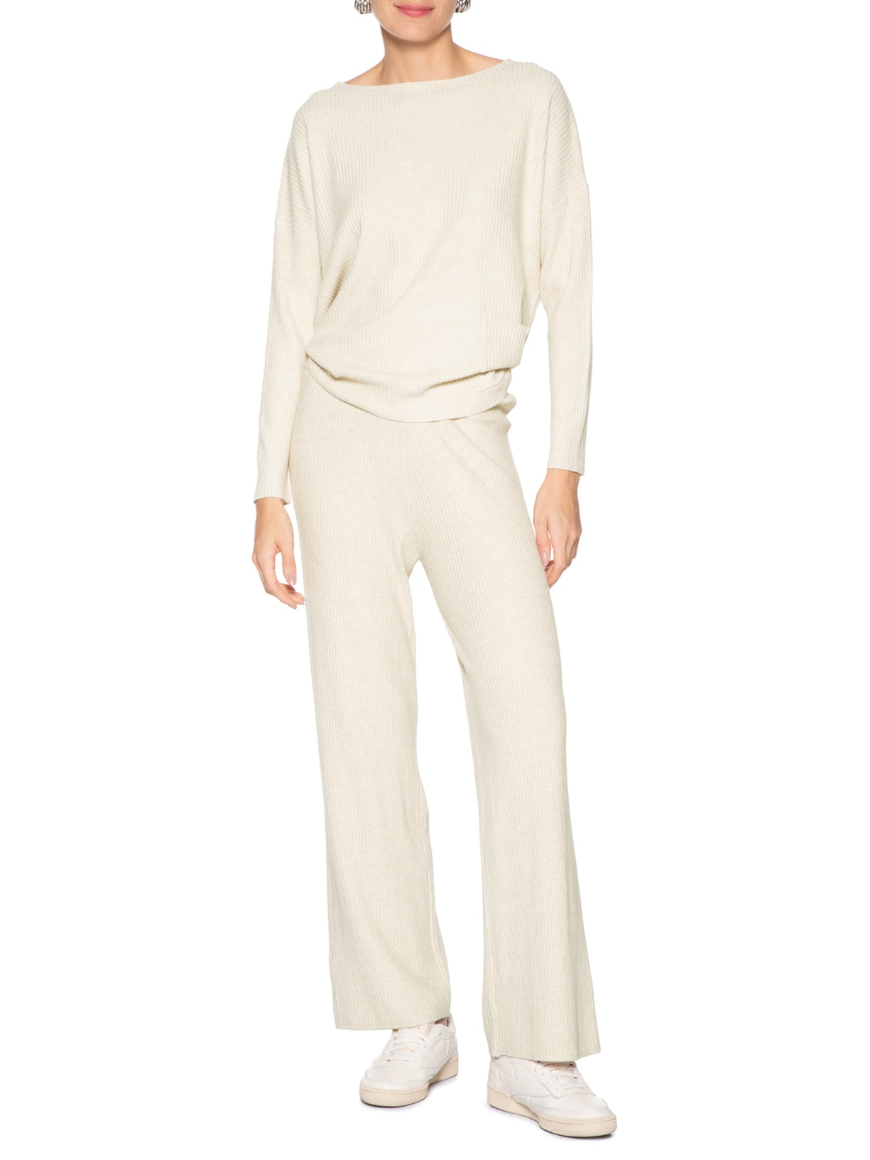 Conjunto Feminino Em Tricot Bege Basiq