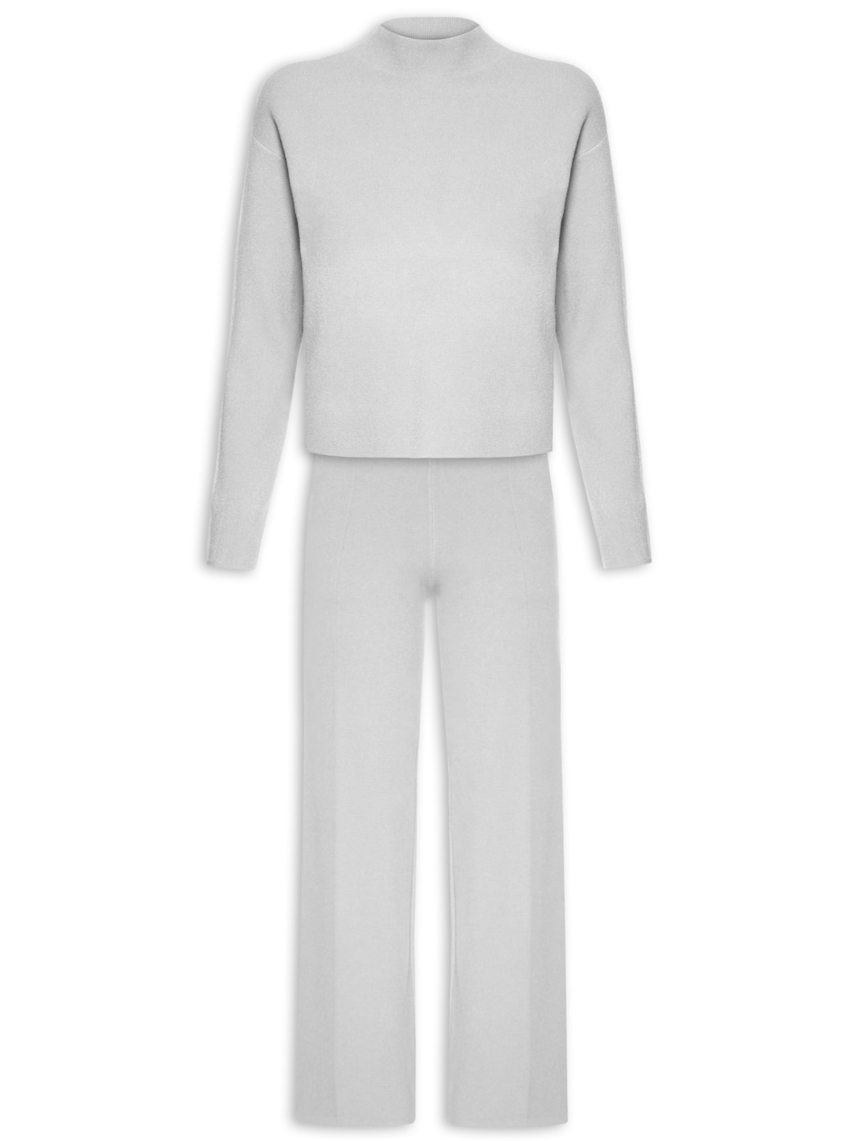 Conjunto Feminino Em Tricot - Cinza