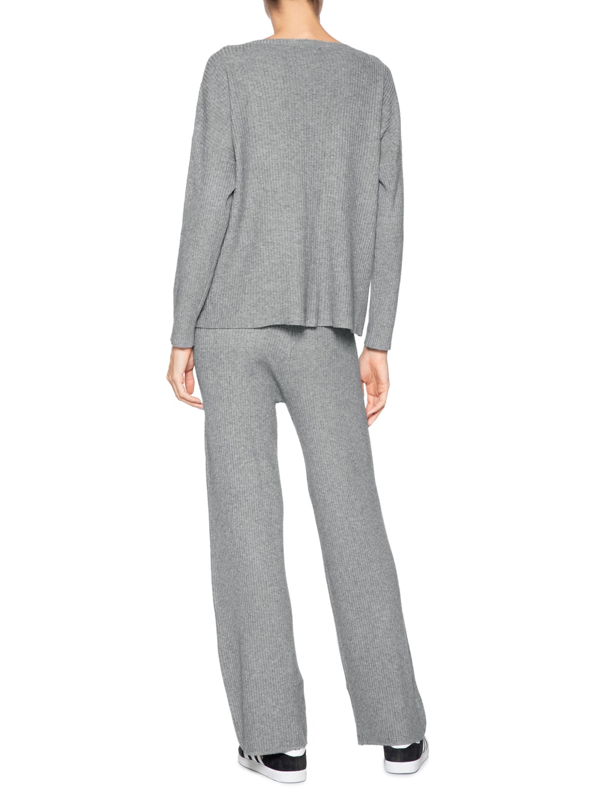 Conjunto Feminino Em Tricot Cinza Basiq