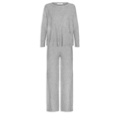 Conjunto Feminino Em Tricot - Cinza