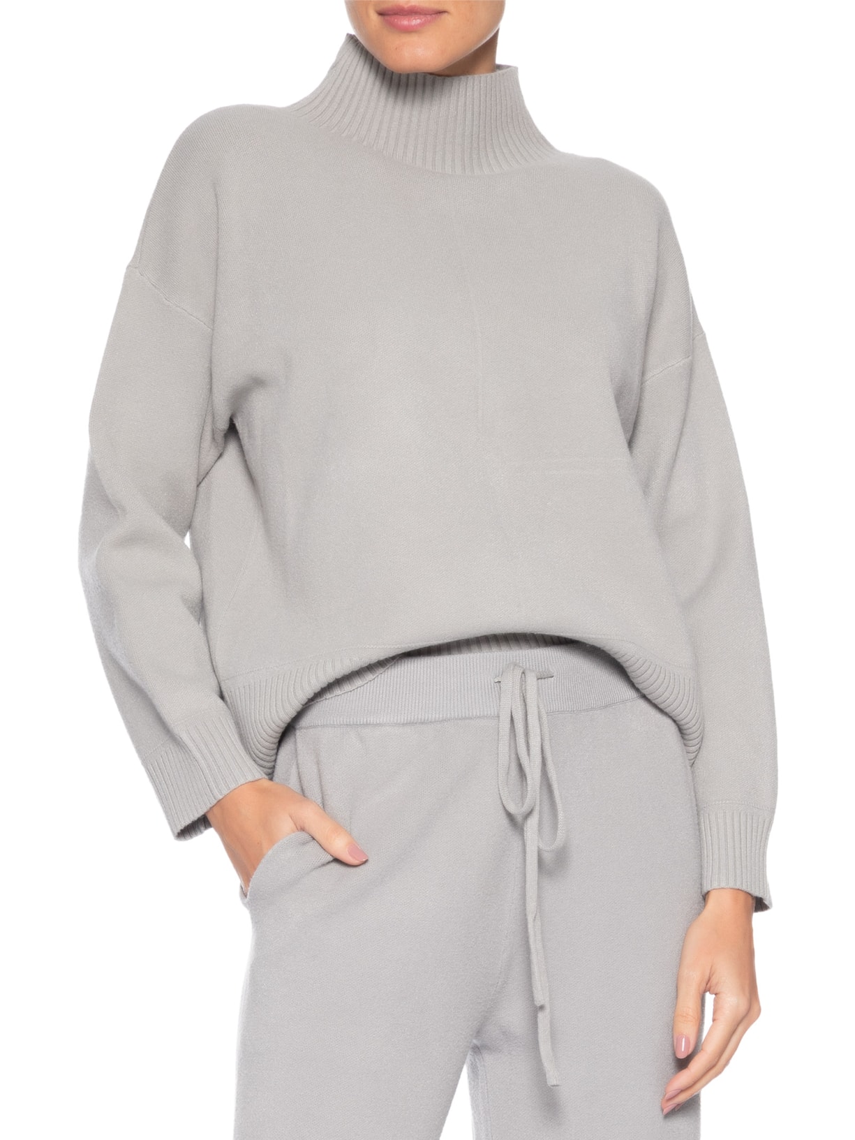 Conjunto Feminino em Tricot Cinza Market 33