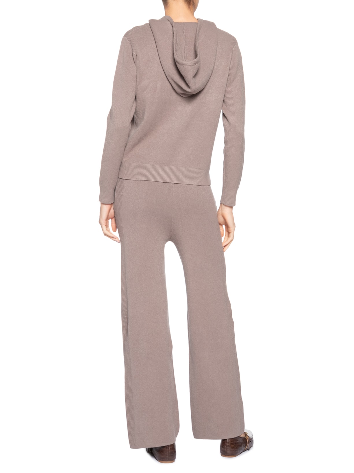 Conjunto Feminino Em Tricot Com Capuz Bege Basiq