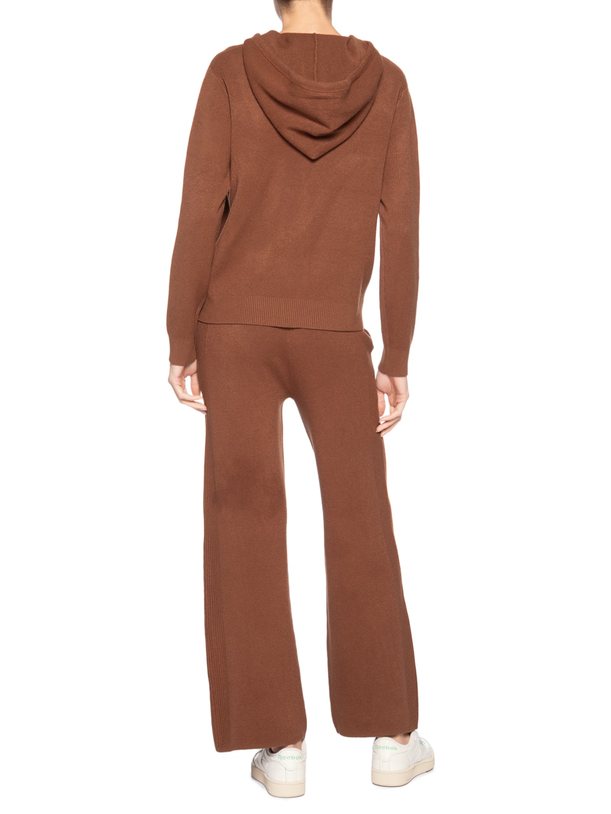 Conjunto Feminino Em Tricot Com Capuz Marrom Basiq