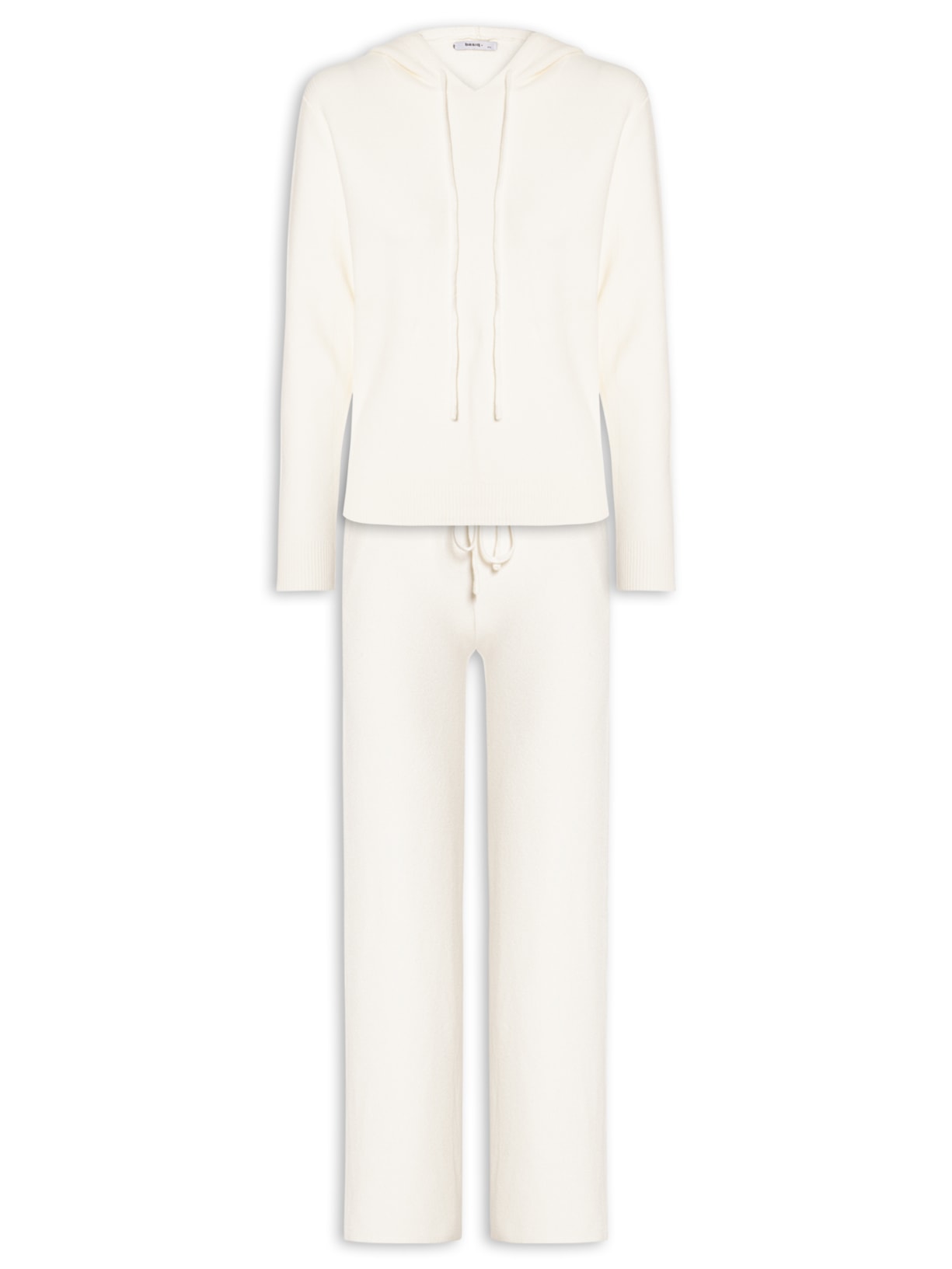 Conjunto Feminino Em Tricot Com Capuz - Off White