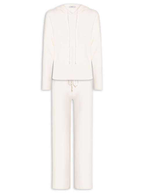 Conjunto Feminino Em Tricot Com Capuz - Off White