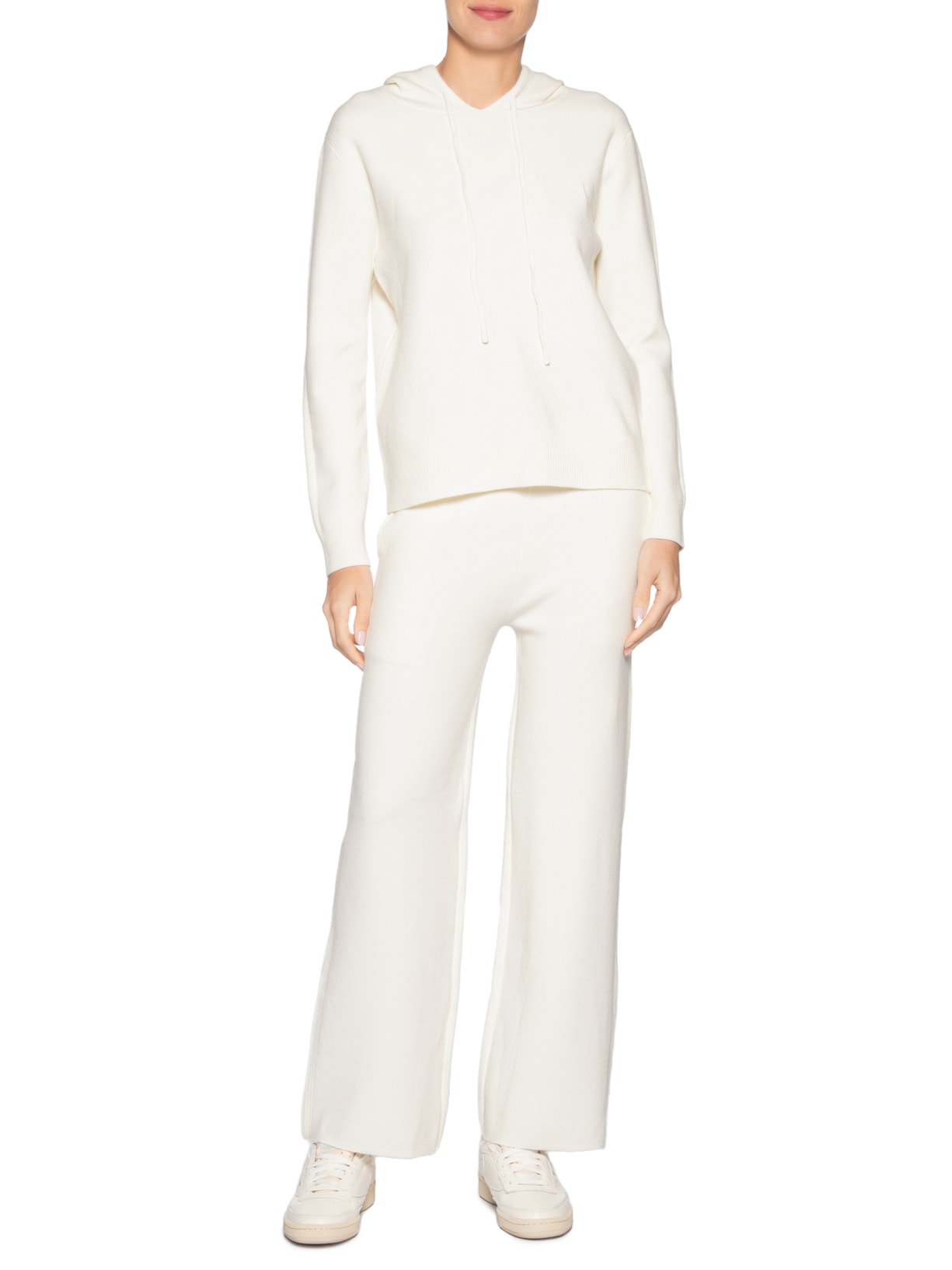 Conjunto Feminino Em Tricot Com Capuz Off White Basiq