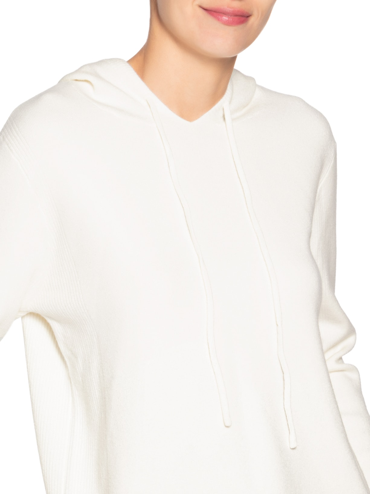 Conjunto Feminino Em Tricot Com Capuz Off White Basiq