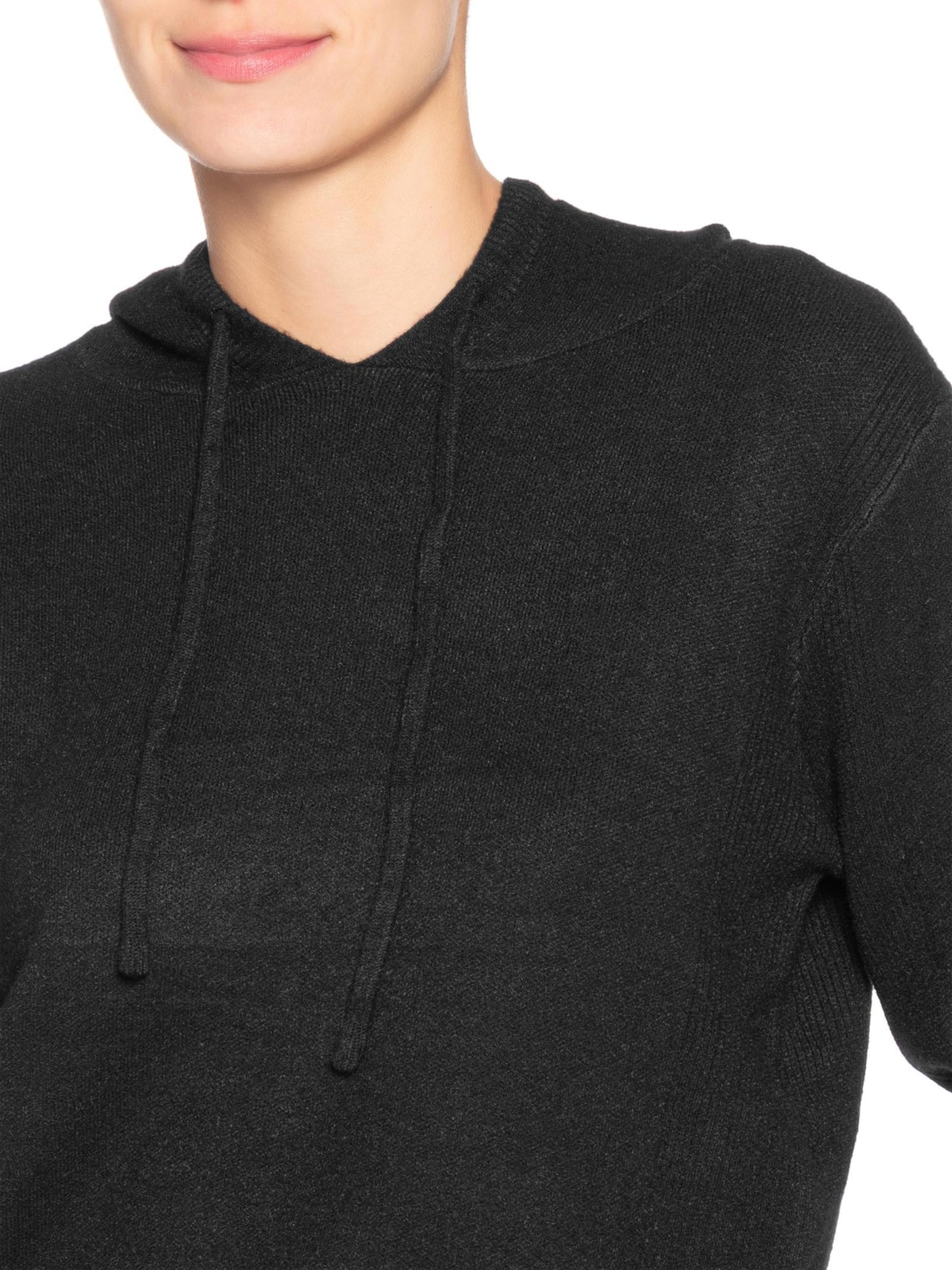 Conjunto Feminino Em Tricot Com Capuz Preto Basiq