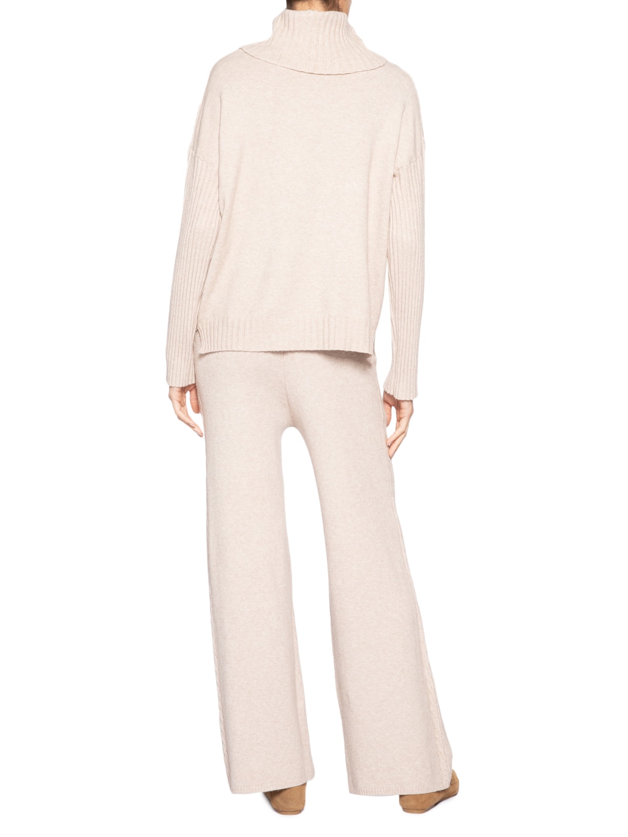 Conjunto Feminino Em Tricot Com Detalhe Texturizado Bege Basiq