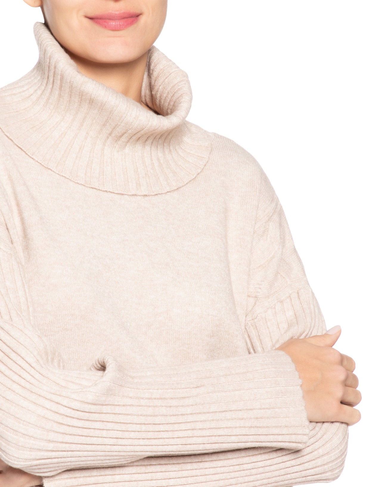 Conjunto Feminino Em Tricot Com Detalhe Texturizado Bege Basiq