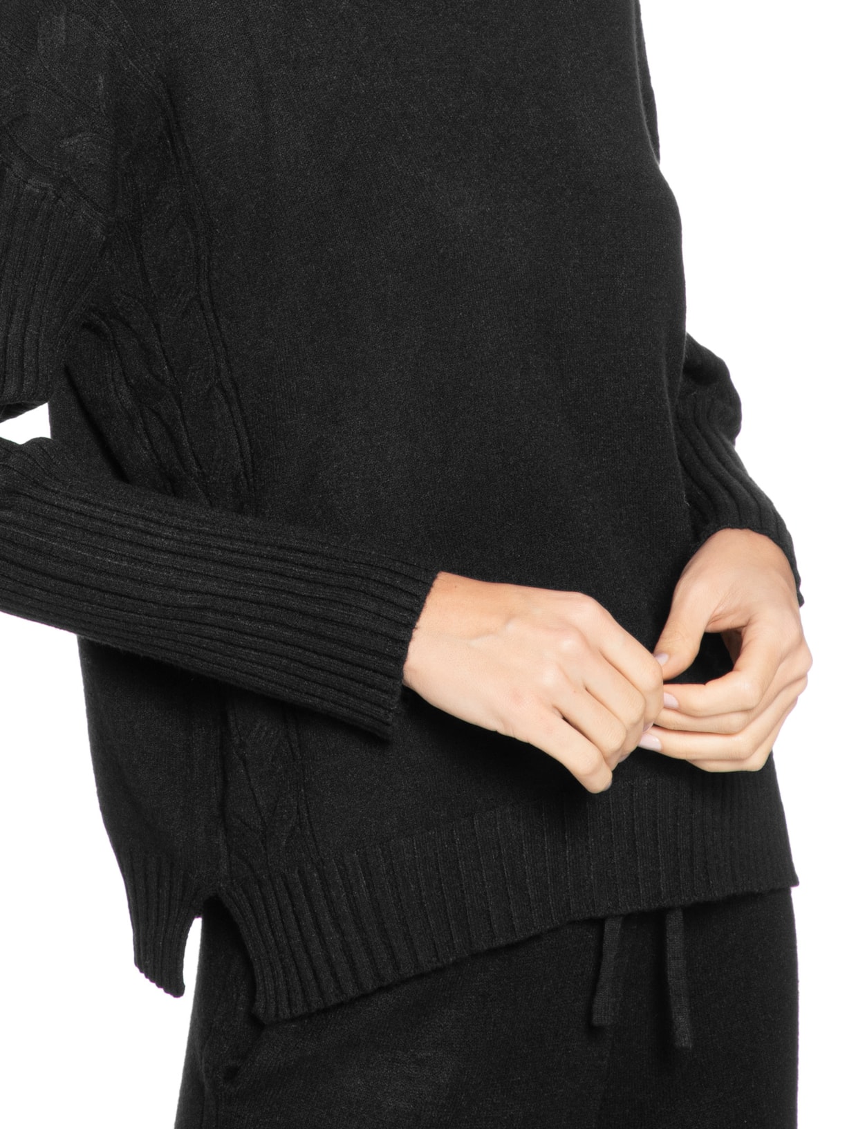 Conjunto Feminino Em Tricot Com Detalhe Texturizado Preto Basiq