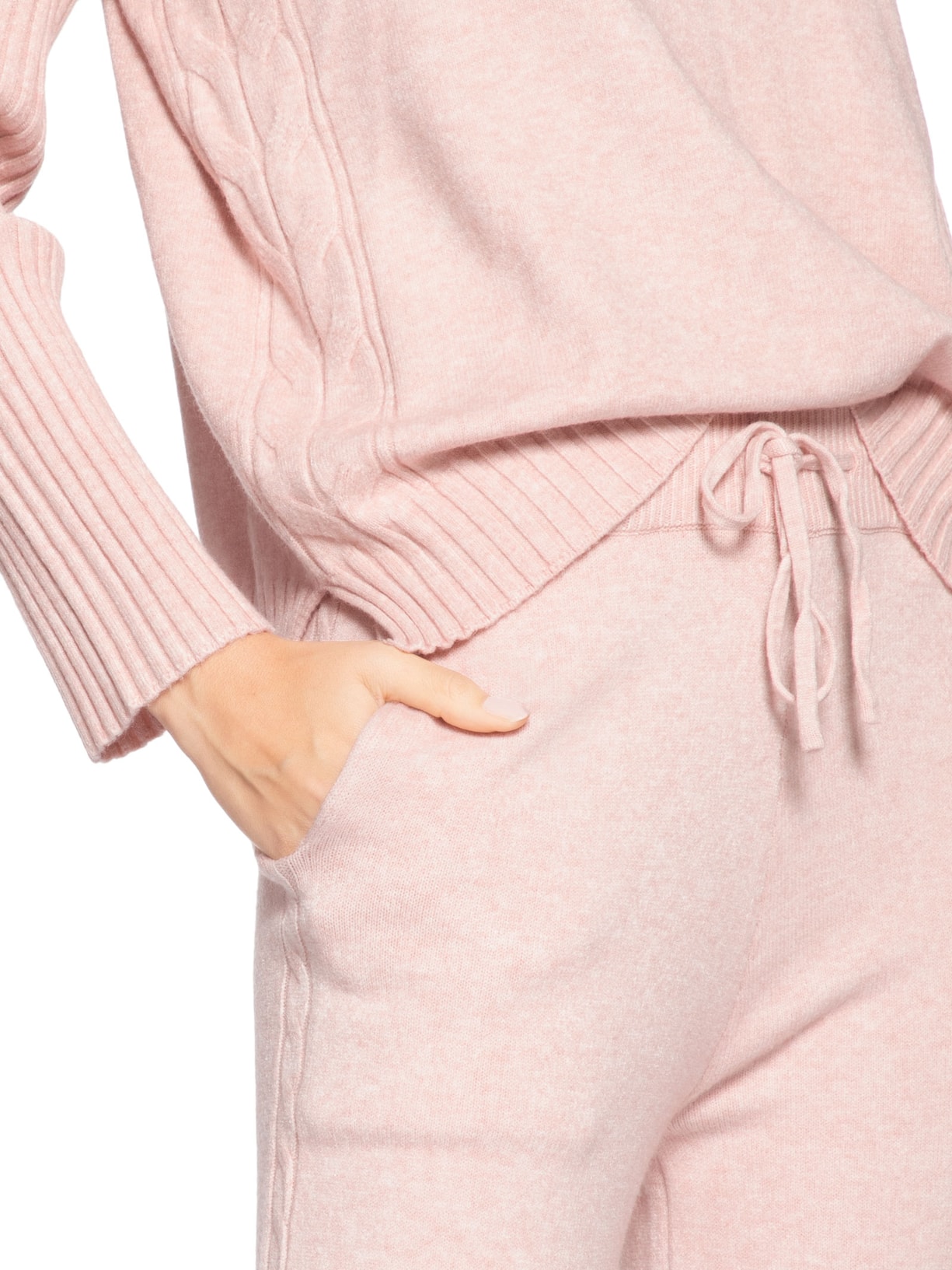 Conjunto Feminino Em Tricot Com Detalhe Texturizado Rosa Basiq