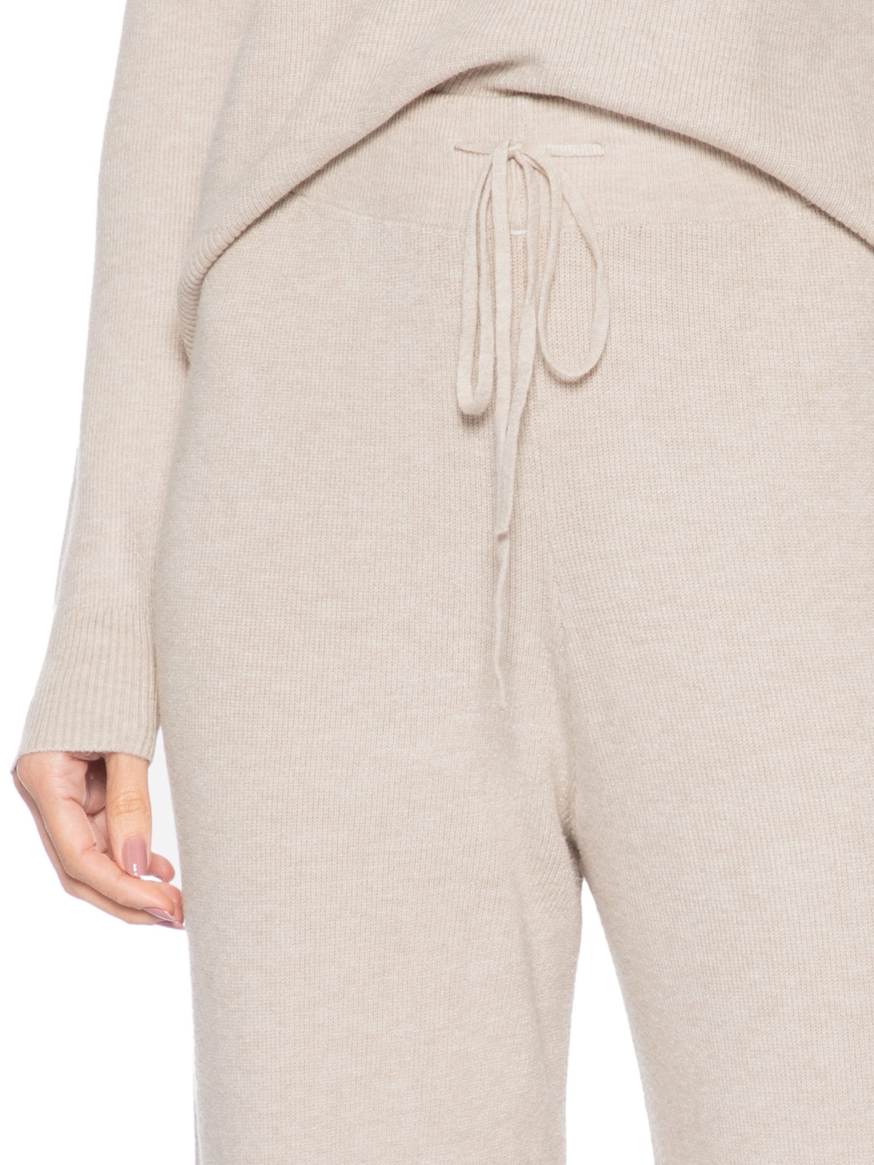 Conjunto Feminino Em Tricot Gola Polo Bege Basiq