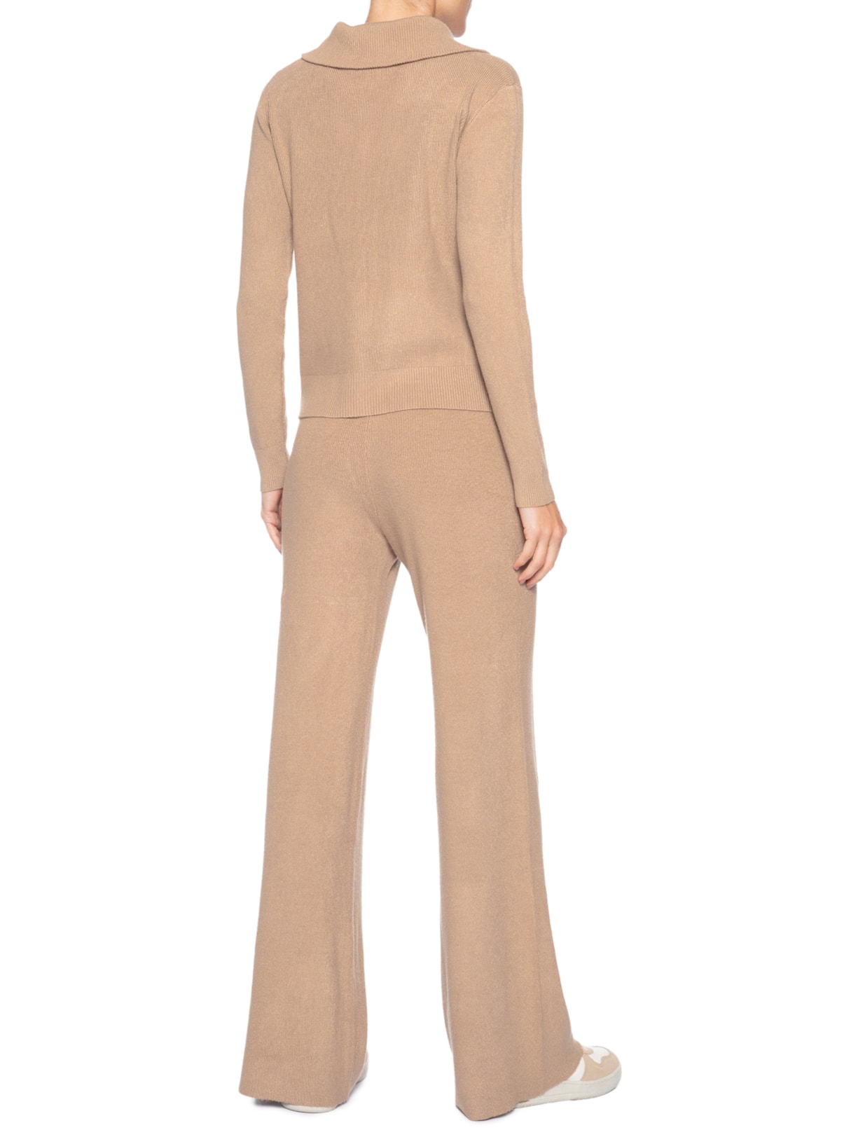 Conjunto Feminino Em Tricot Gola Polo Bege Basiq
