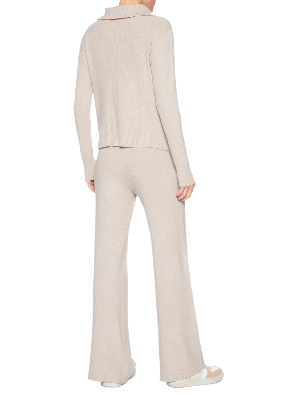 Conjunto Feminino Em Tricot Gola Polo – Bege Basiq