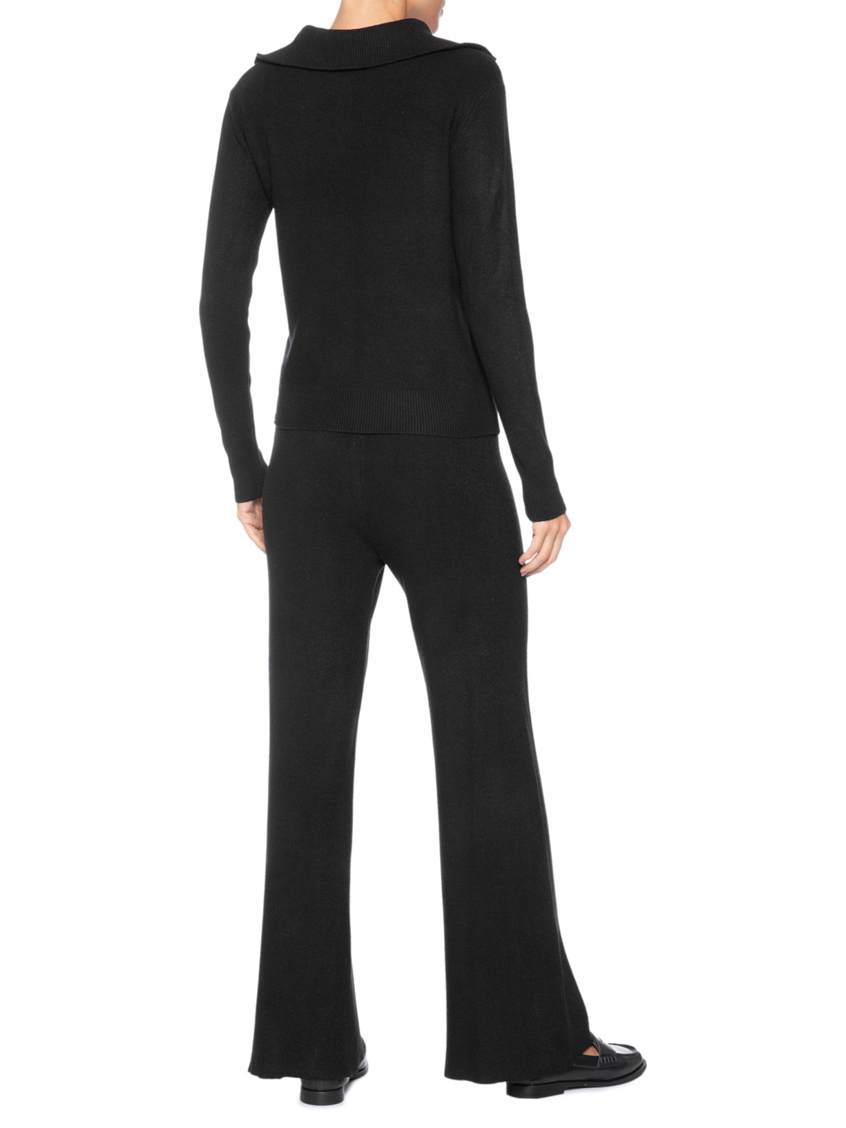 Conjunto Feminino Em Tricot Gola Polo – Preto Basiq
