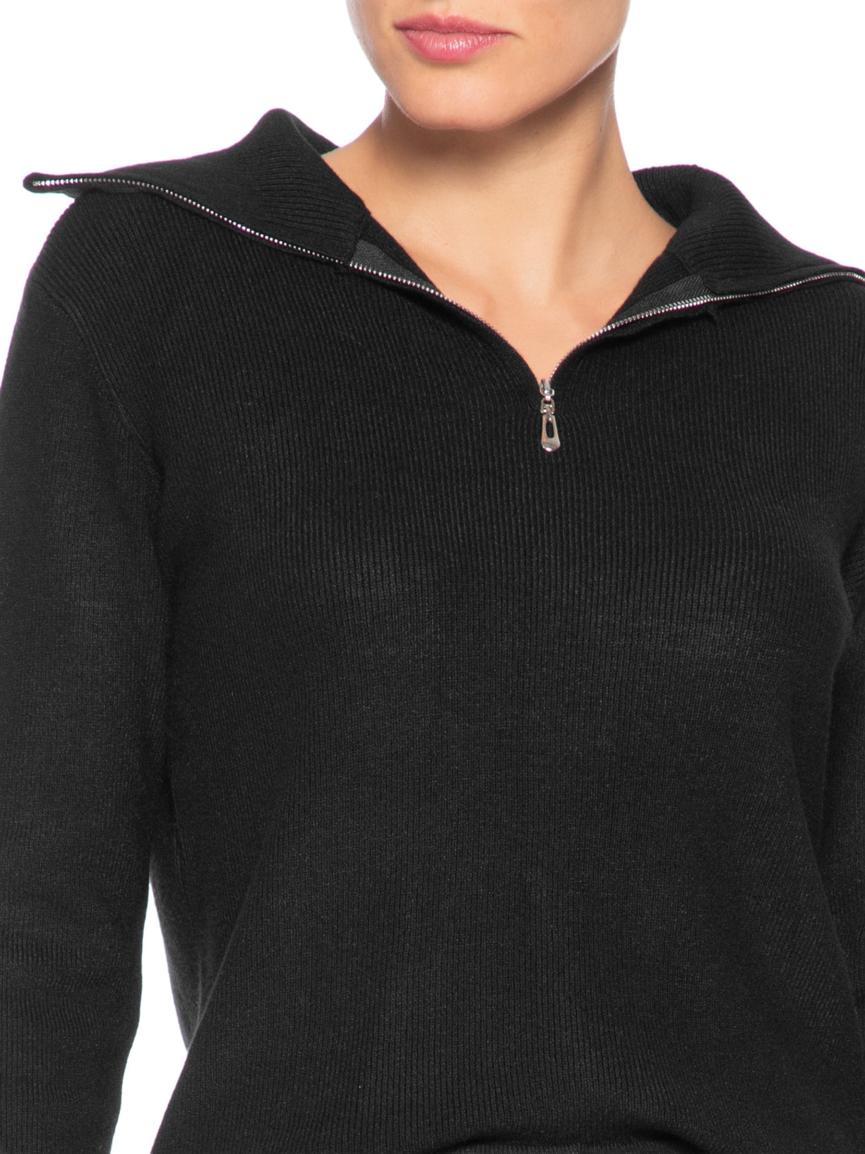 Conjunto Feminino Em Tricot Gola Polo – Preto Basiq