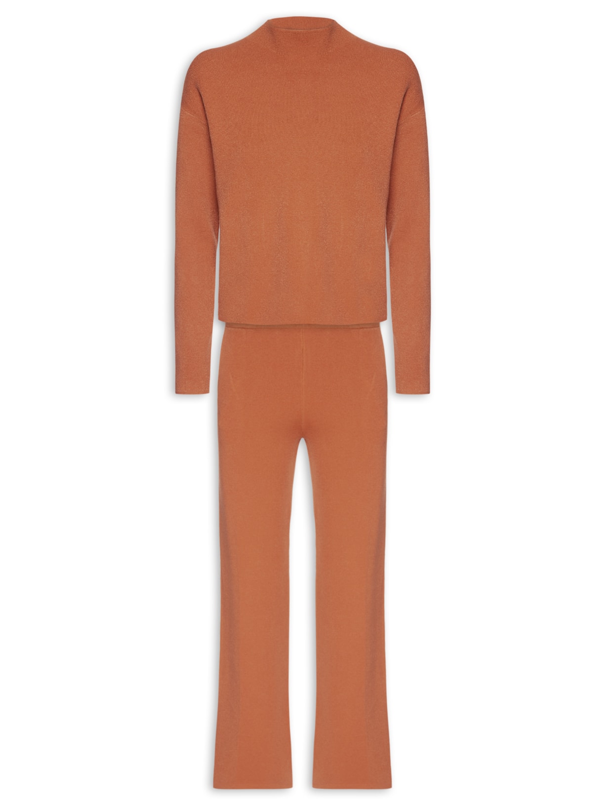 Conjunto Feminino Em Tricot - Marrom