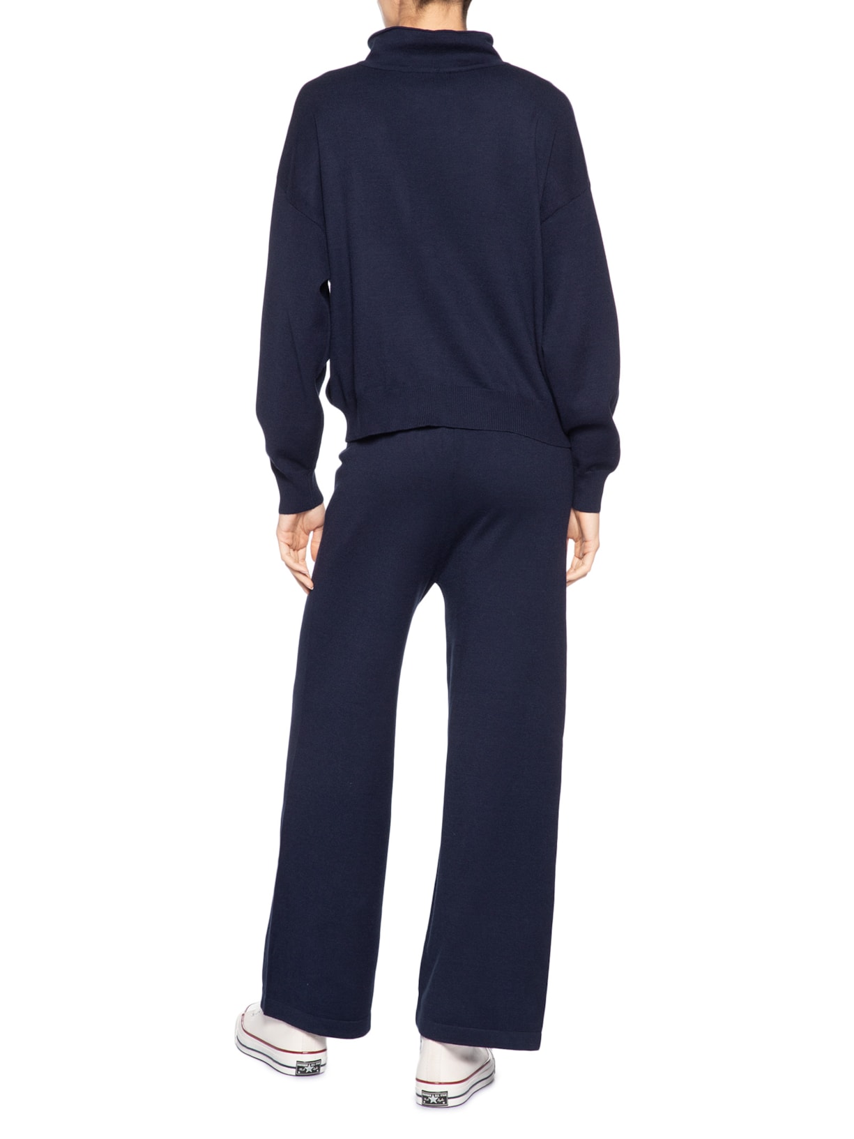 Conjunto Feminino Em Tricot Meio Zíper Azul Basiq