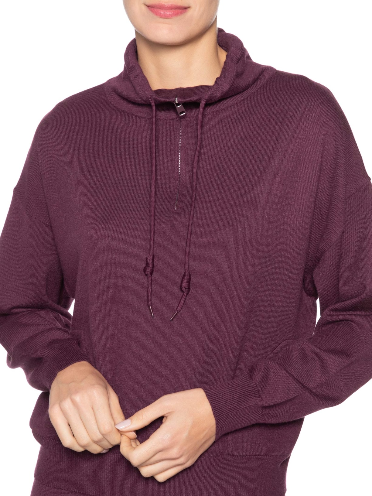 Conjunto Feminino Em Tricot Meio Zíper Vermelho Basiq