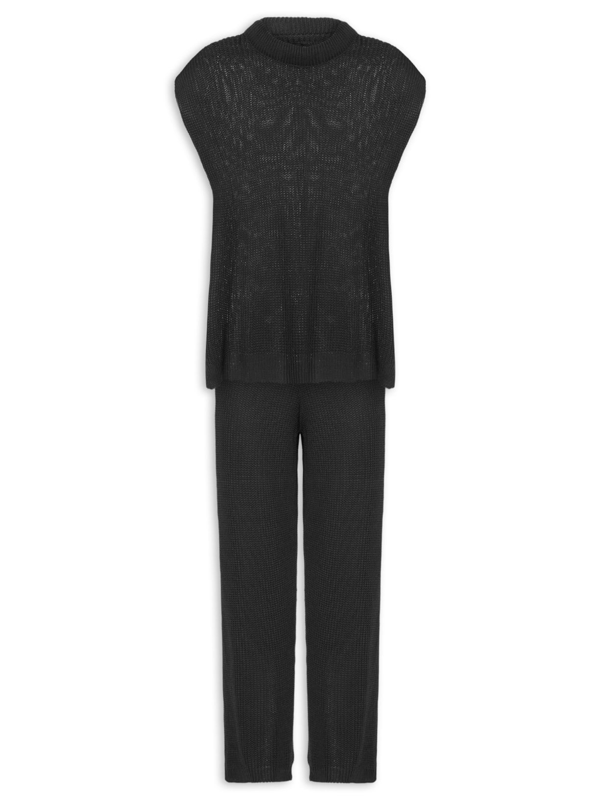 Conjunto Feminino Em Tricot - Preto