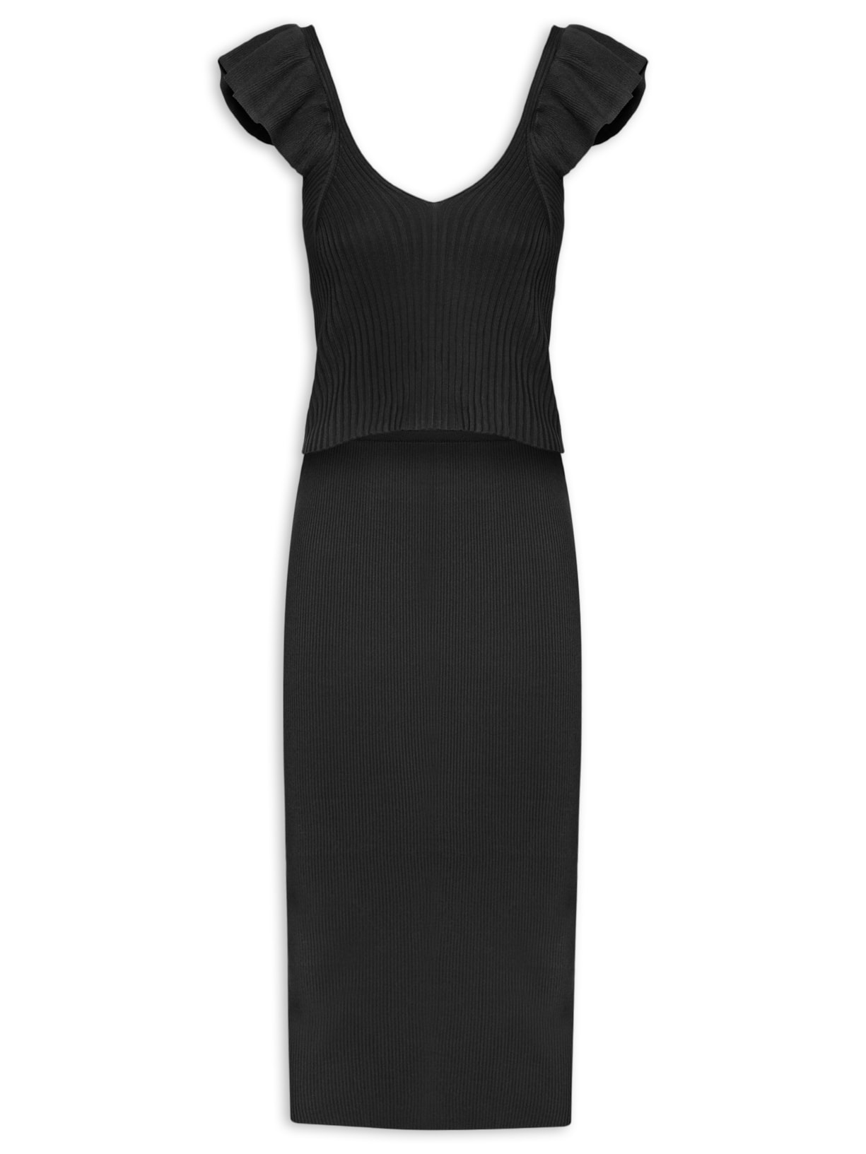 Conjunto Feminino Em Tricot - Preto