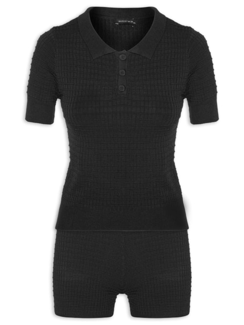 Conjunto Feminino Em Tricot - Preto