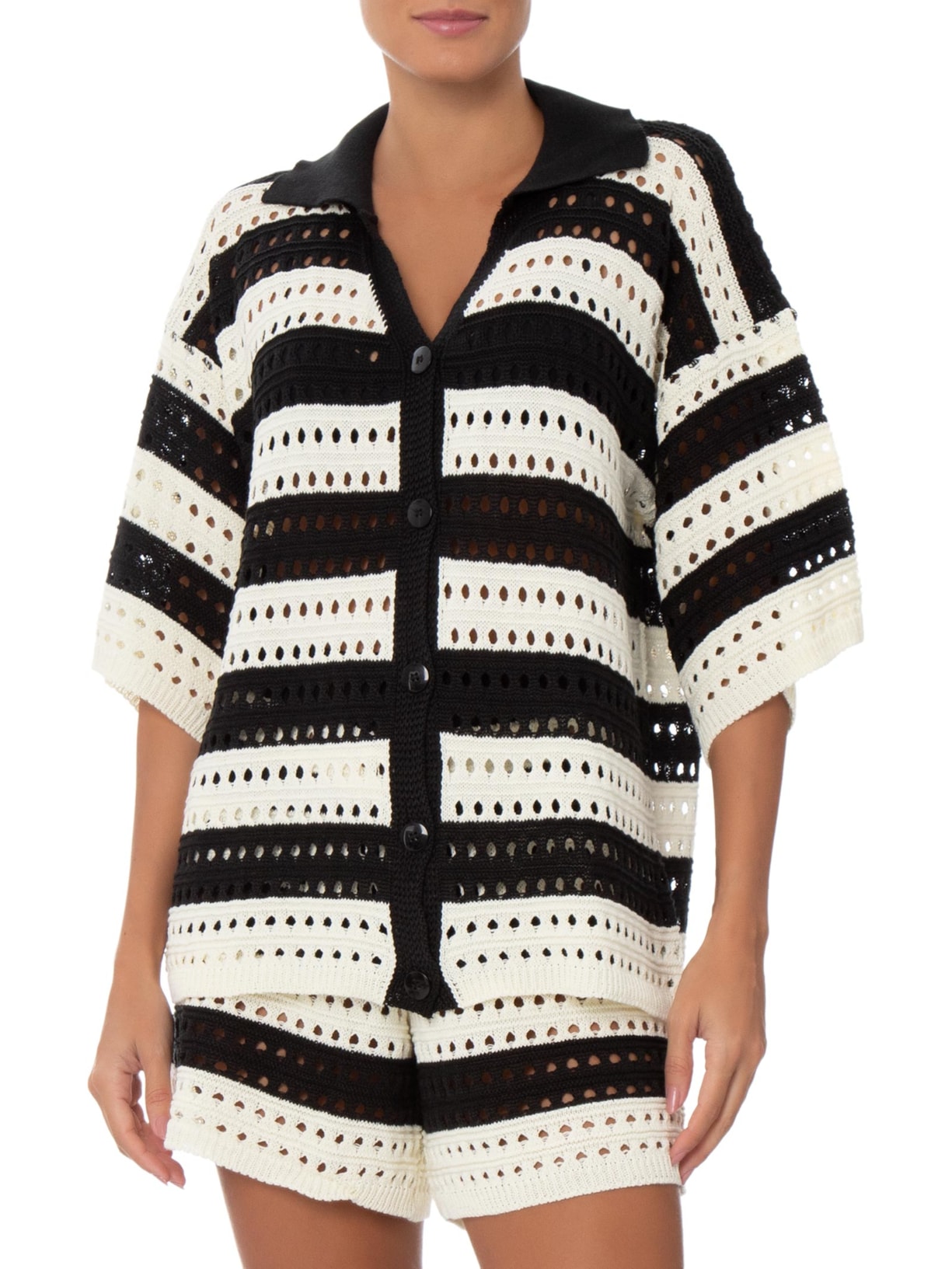 Conjunto Feminino Em Tricot Preto Market 33