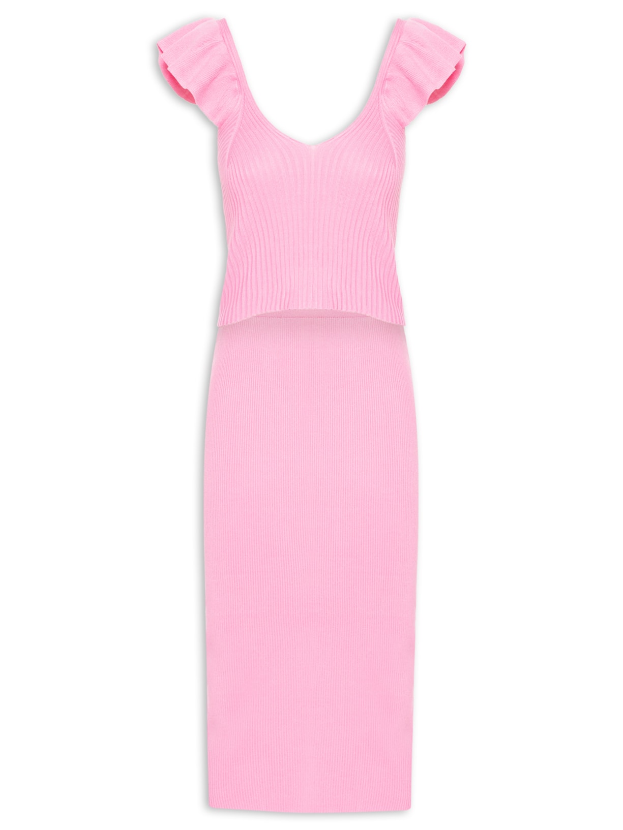 Conjunto Feminino Em Tricot - Rosa