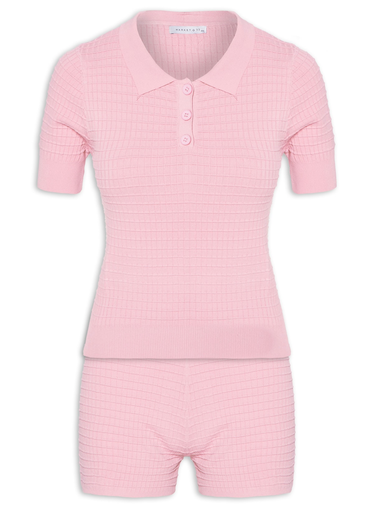 Conjunto Feminino Em Tricot - Rosa