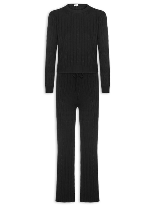 Conjunto Feminino Em Tricot Texturizado – Preto
