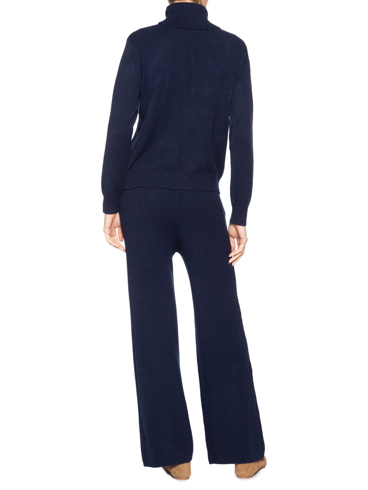 Conjunto Feminino Em Tricot Texturizado Azul Basiq