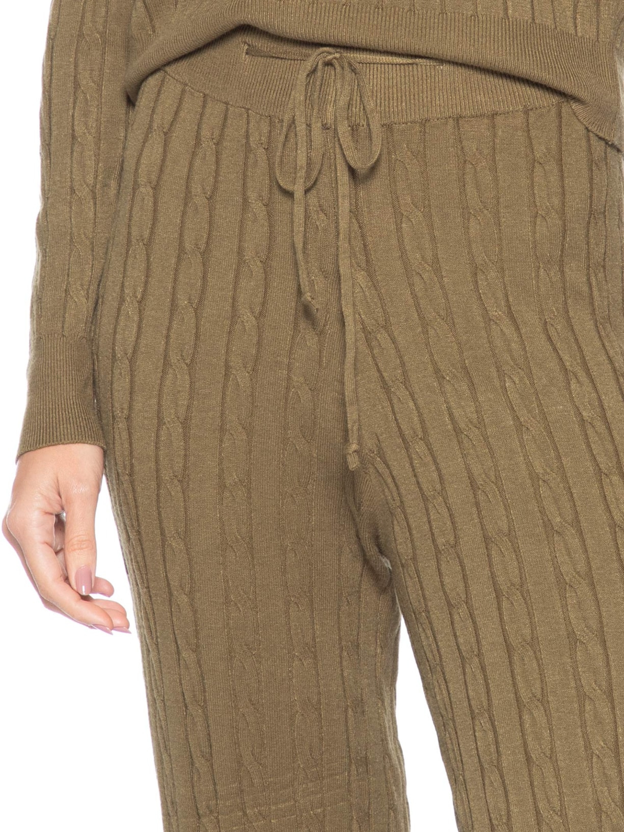 Conjunto Feminino Em Tricot Texturizado Marrom Basiq