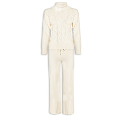Conjunto Feminino Em Tricot Texturizado - Off White