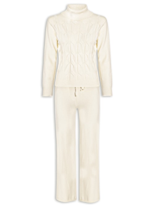 Conjunto Feminino Em Tricot Texturizado - Off White