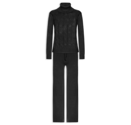 Conjunto Feminino Em Tricot Texturizado - Preto