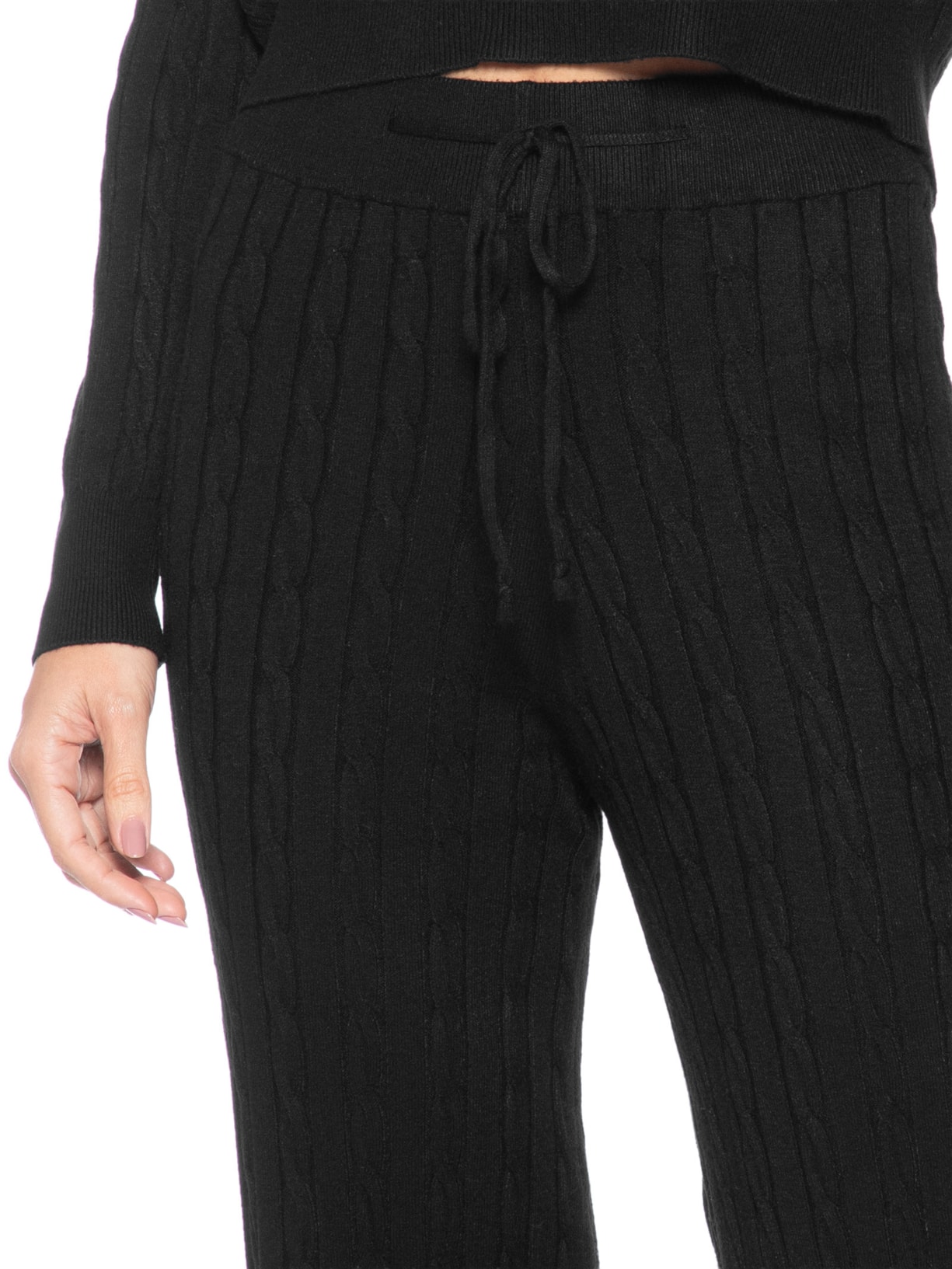 Conjunto Feminino Em Tricot Texturizado Preto Basiq