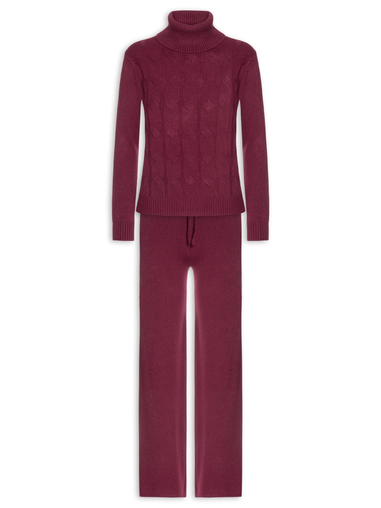 Conjunto Feminino Em Tricot Texturizado Vermelho Basiq