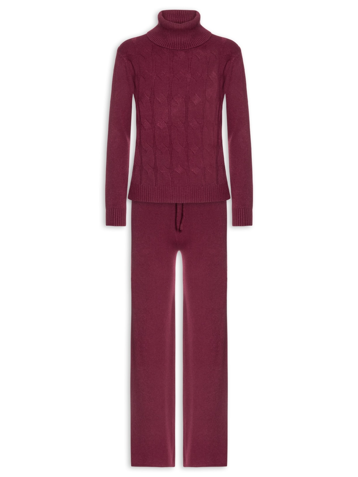Conjunto Feminino Em Tricot Texturizado Vermelho Basiq