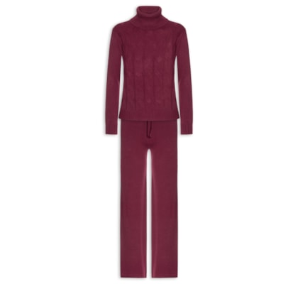 Conjunto Feminino Em Tricot Texturizado - Vermelho