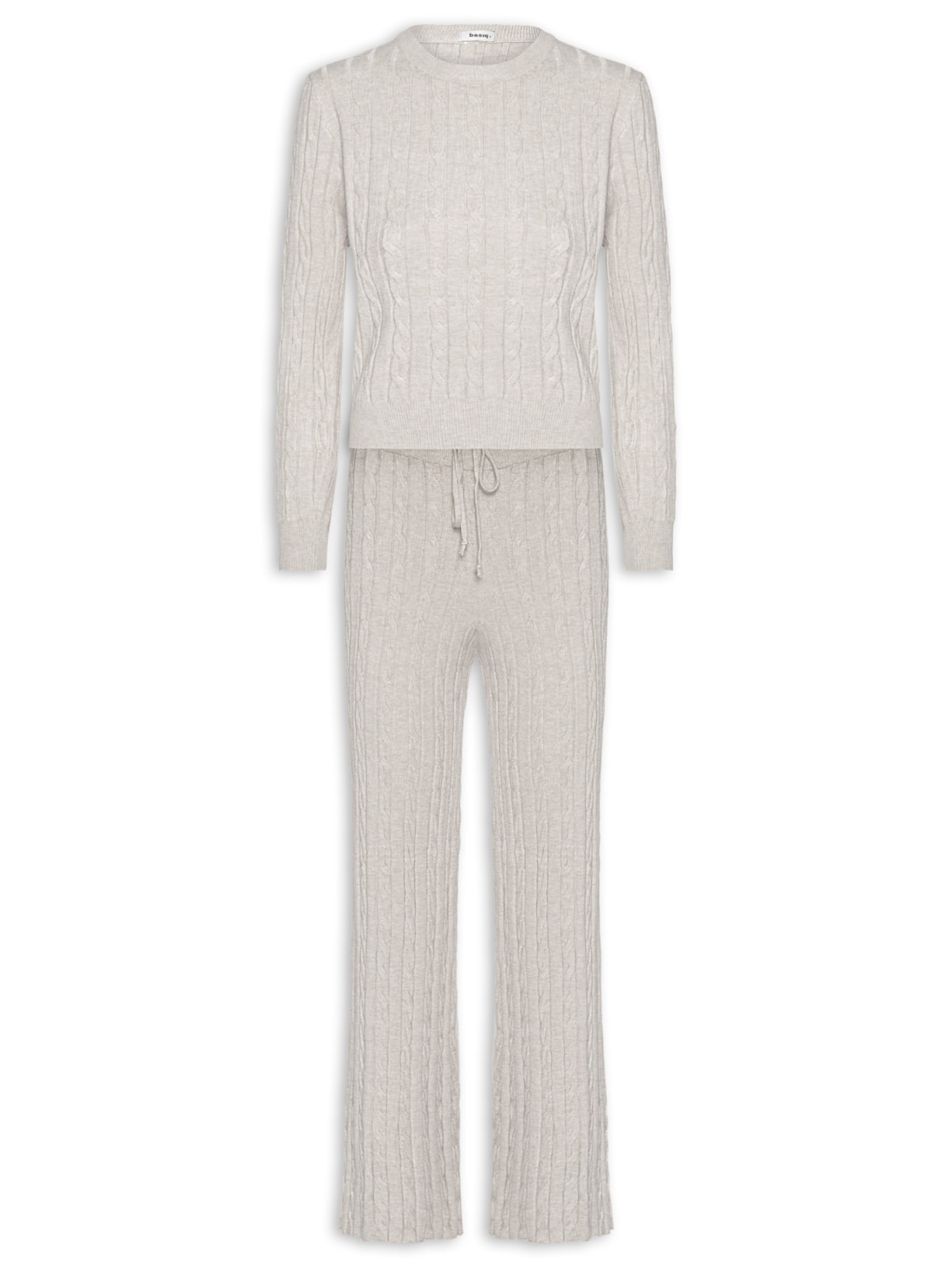 Conjunto Feminino Em Tricot Texturizado – Bege Basiq