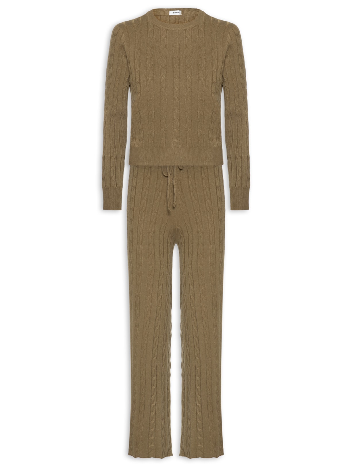 Conjunto Feminino Em Tricot Texturizado – Marrom Basiq