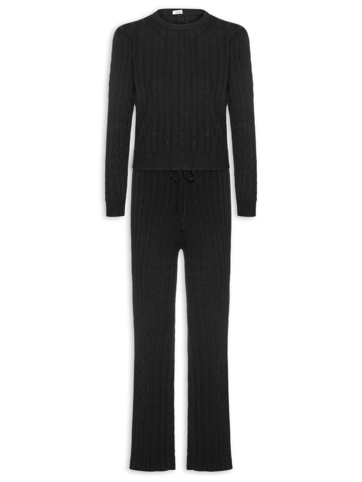 Conjunto Feminino Em Tricot Texturizado – Preto