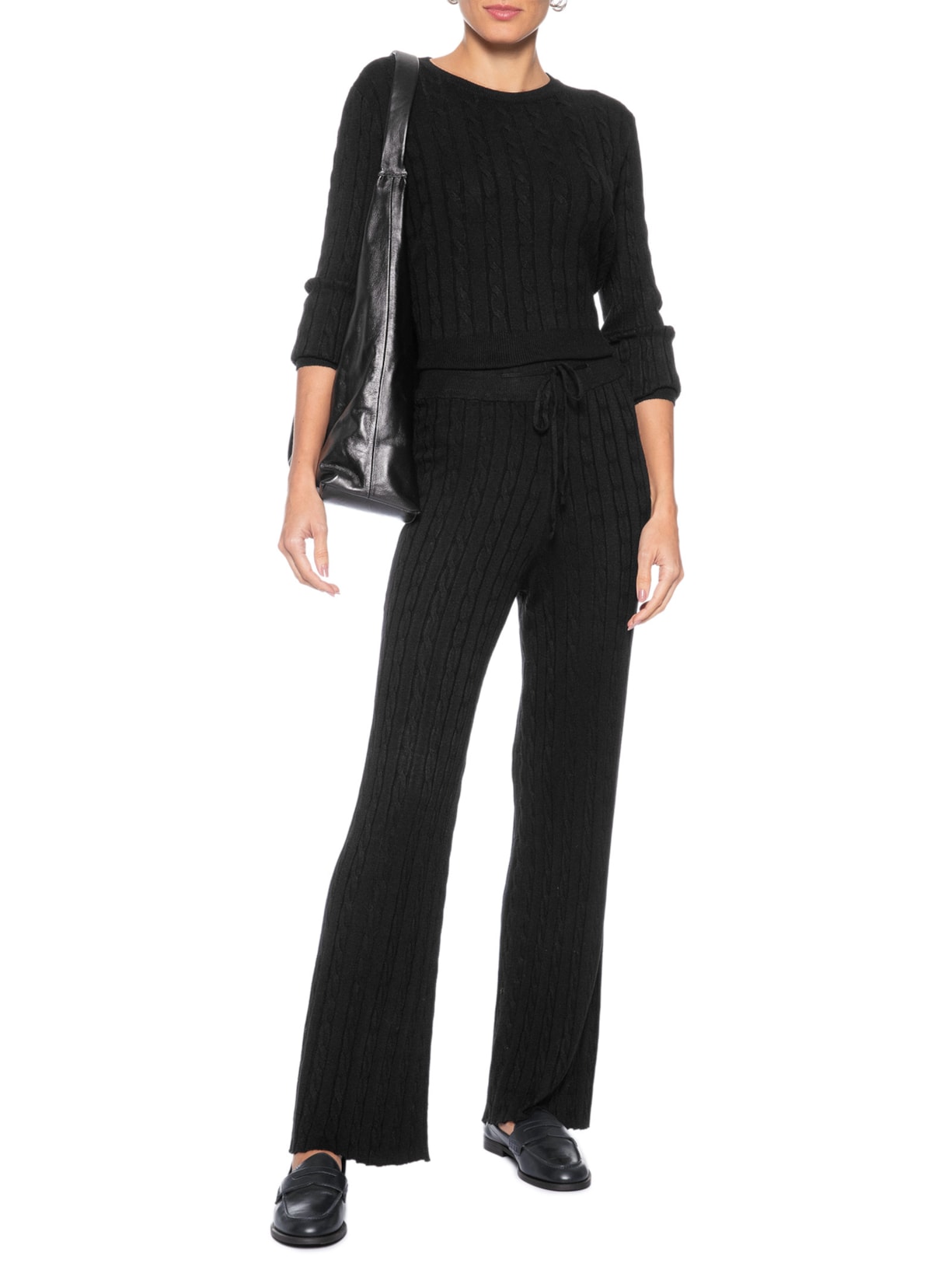 Conjunto Feminino Em Tricot Texturizado – Preto Basiq