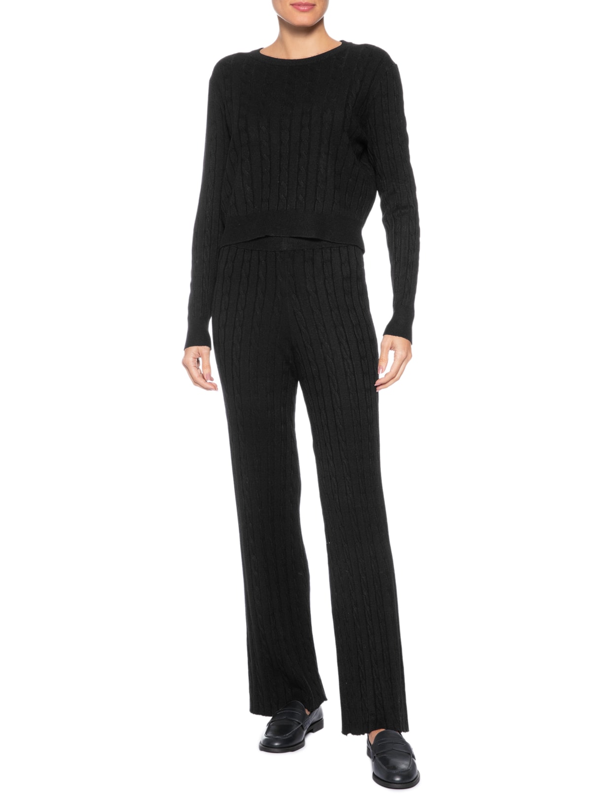 Conjunto Feminino Em Tricot Texturizado – Preto Basiq