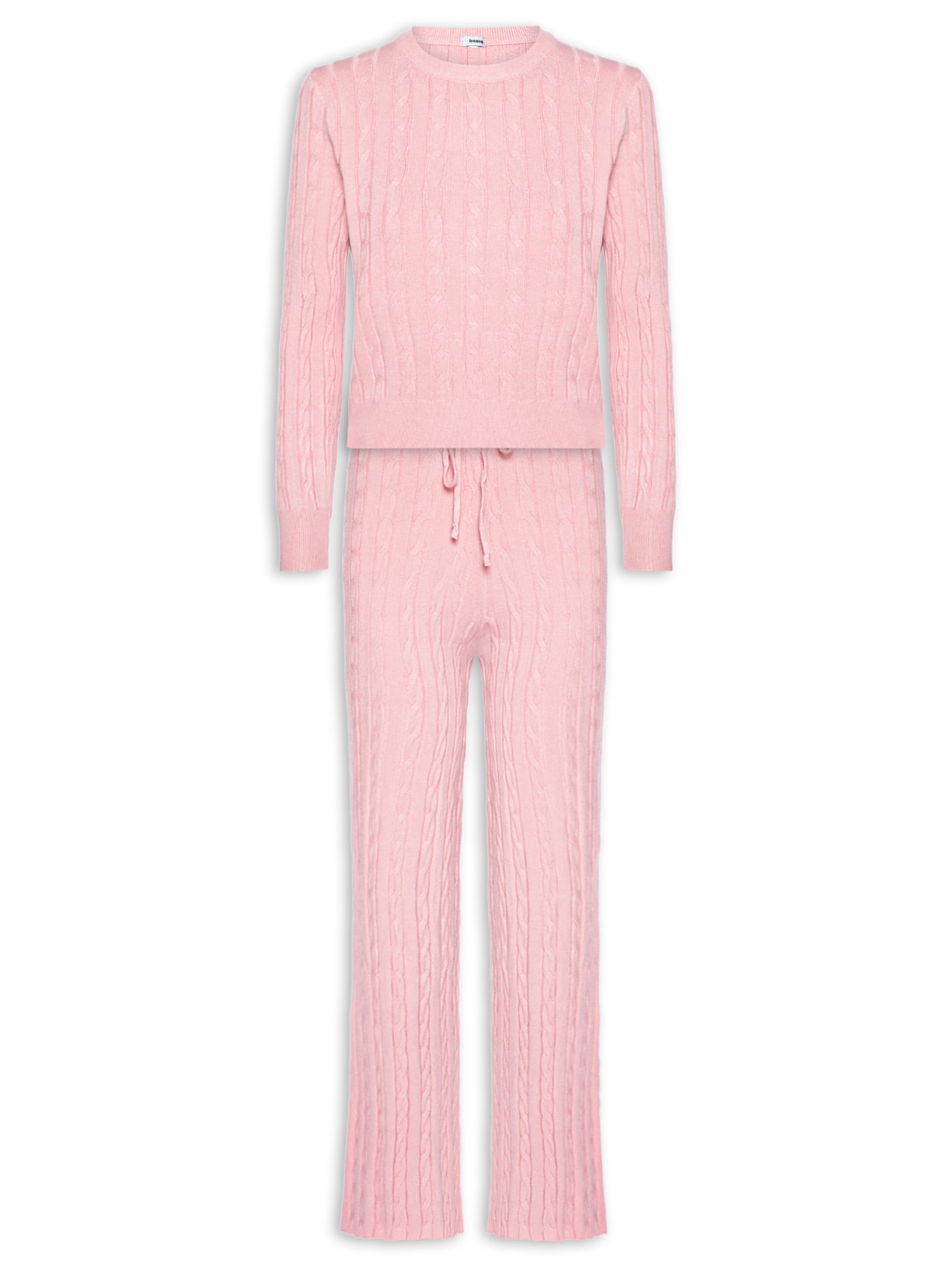 Conjunto Feminino Em Tricot Texturizado – Rosa