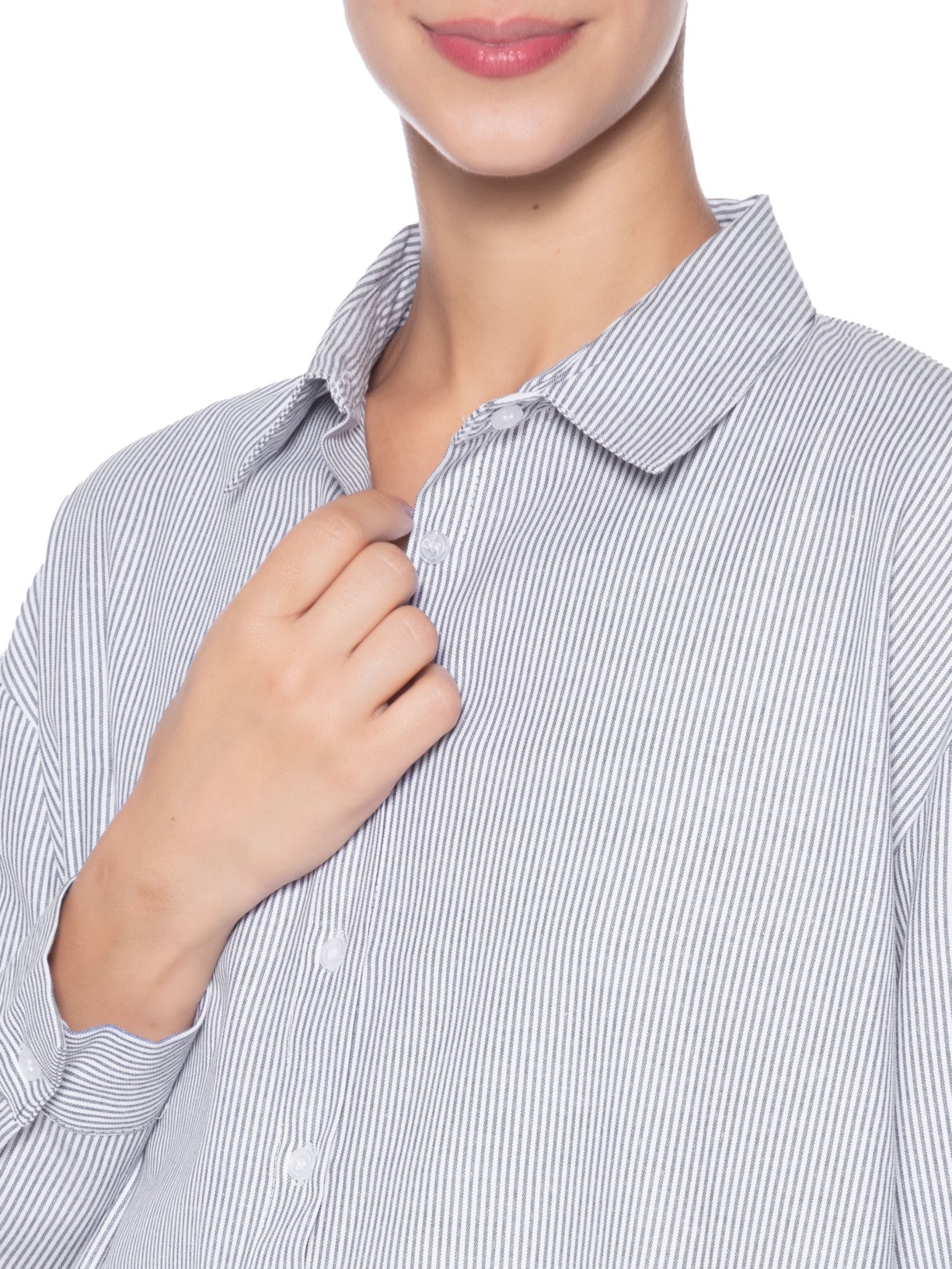 Conjunto Feminino Listrado Camisa E Calça Azul Basiq