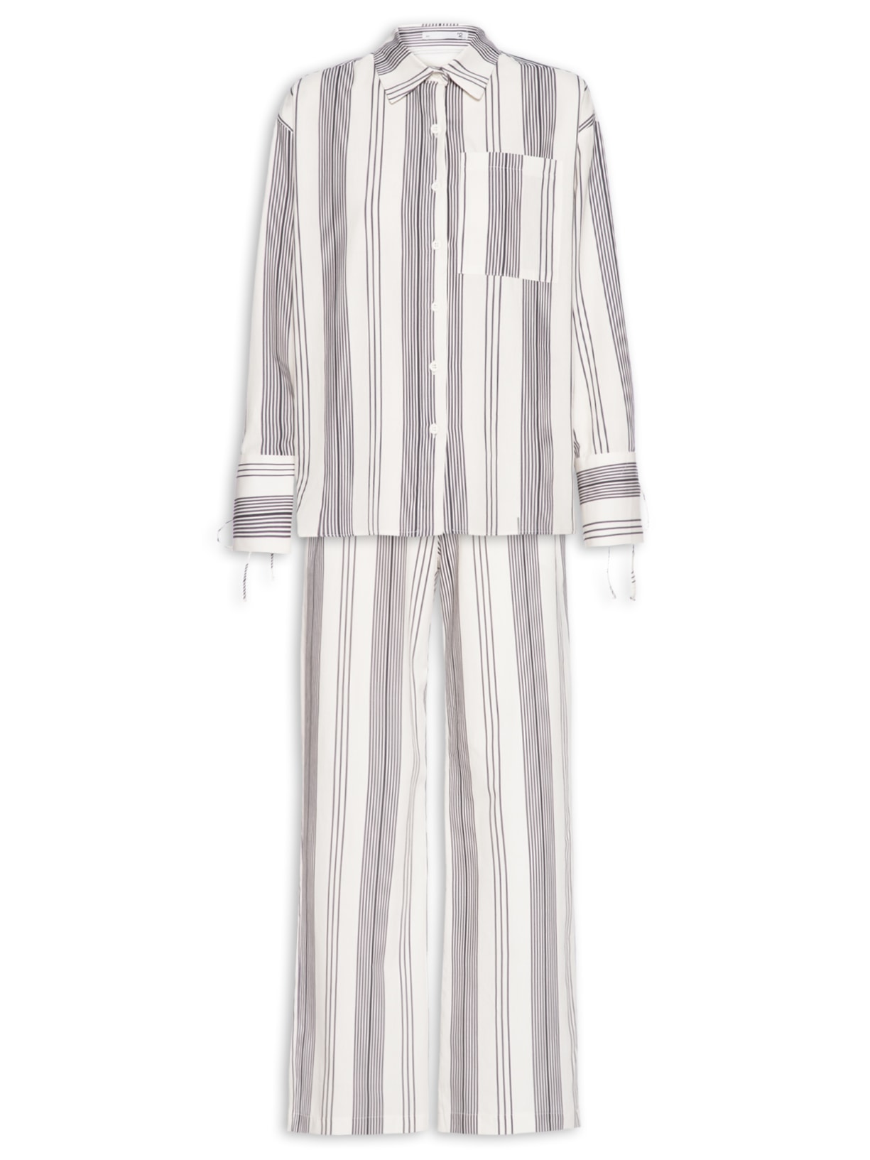 Conjunto Feminino Listrado - Off White